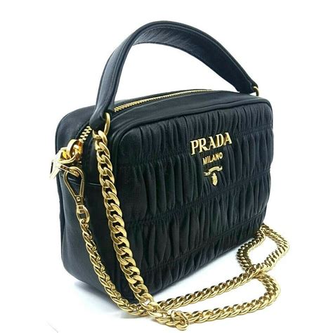 Prada Bandoliera Nero Black Nappa Gaufre'1 Quilted Leather 